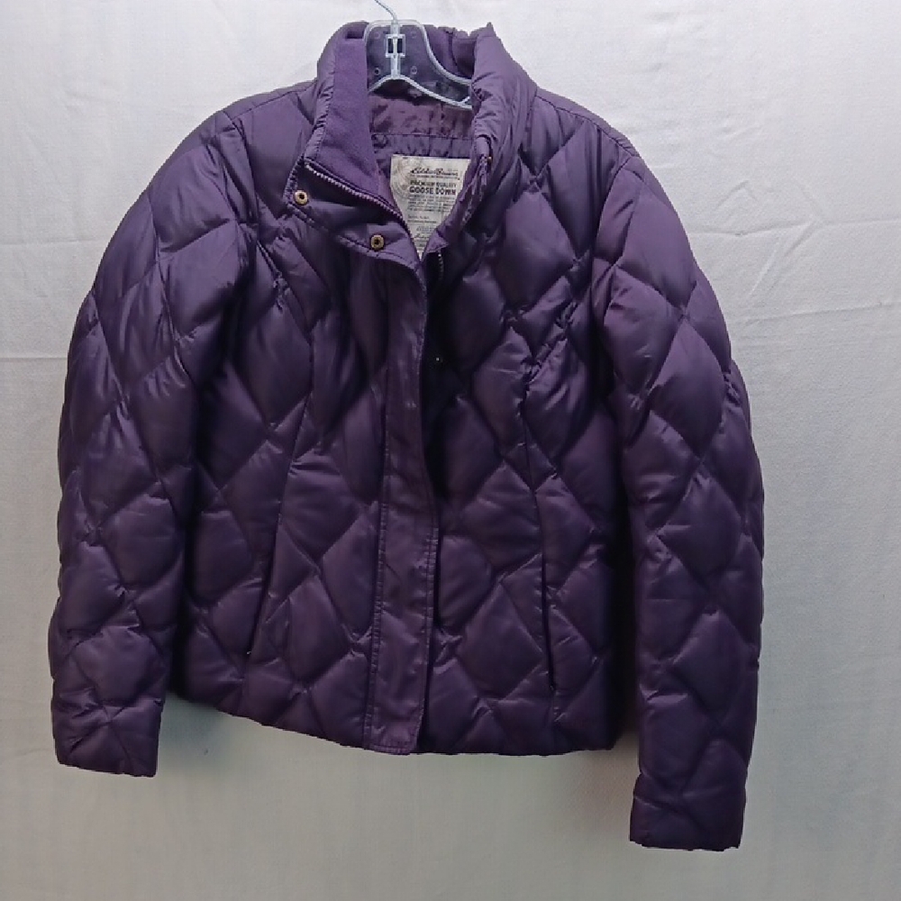 Eddie Bauer Women's Deep Purple Puffer Jacket Goose Down Small